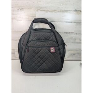 Delsey Paris Rolling Underseat Carry On Bag Quilted Black Pink Laptop Sleeve